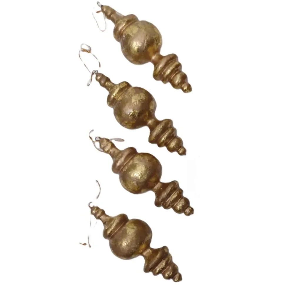 Holiday Gold Leaf Ornaments Handmade: 4 Gold Leaf Pendant Ornament